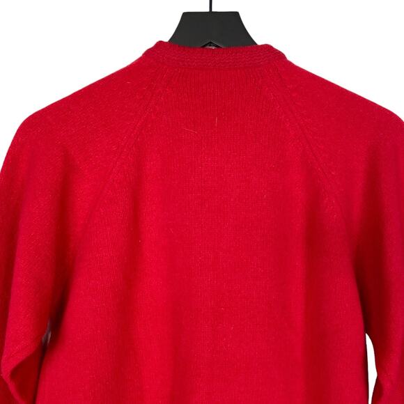 Vintage Cardigan Sweater Red Womens Size Medium Lambswool Angora Rabbit Hair - Picture 6 of 9